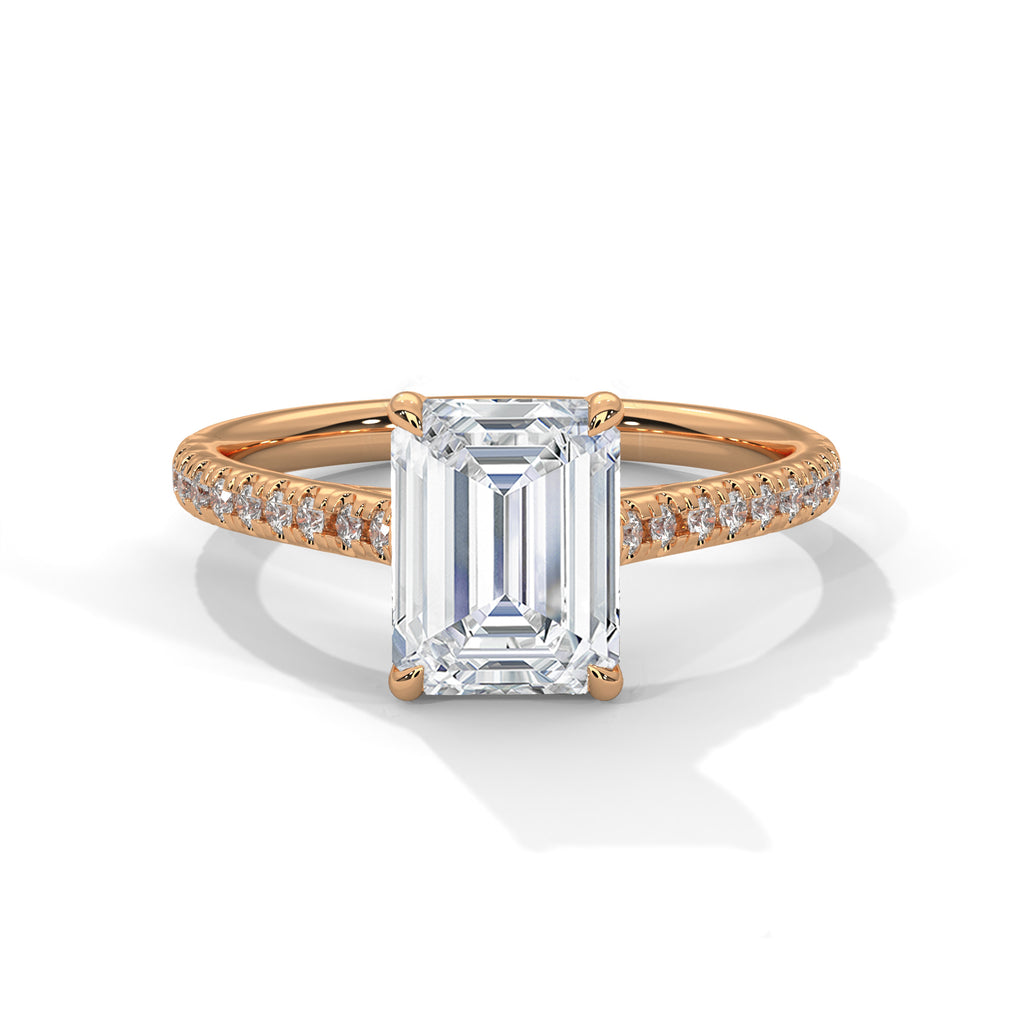 2.00 ct Classic Emerald Step-Cut Engagement Ring 2ct Rose Gold