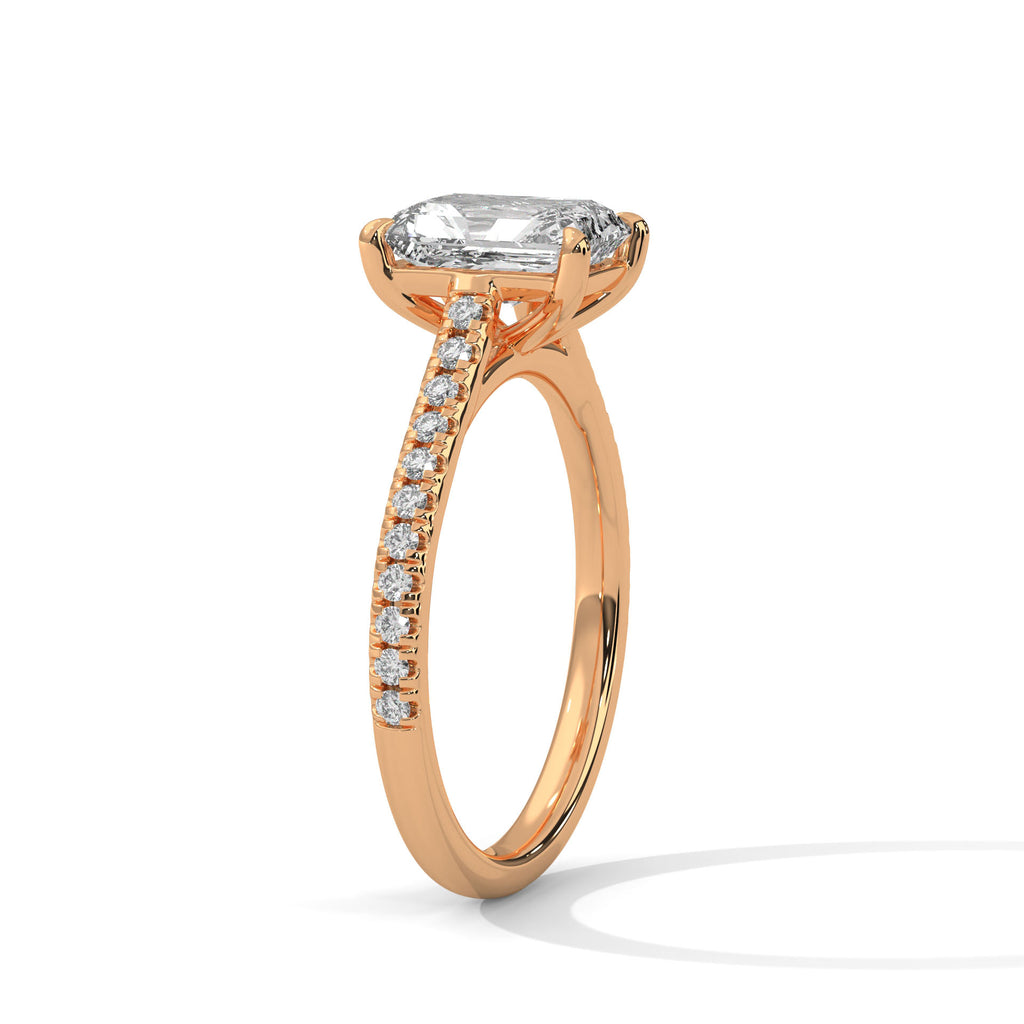 2.00 ct Classic Emerald Step-Cut Engagement Ring 2ct Rose Gold