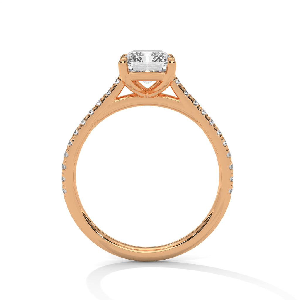 2.00 ct Classic Emerald Step-Cut Engagement Ring 2ct Rose Gold