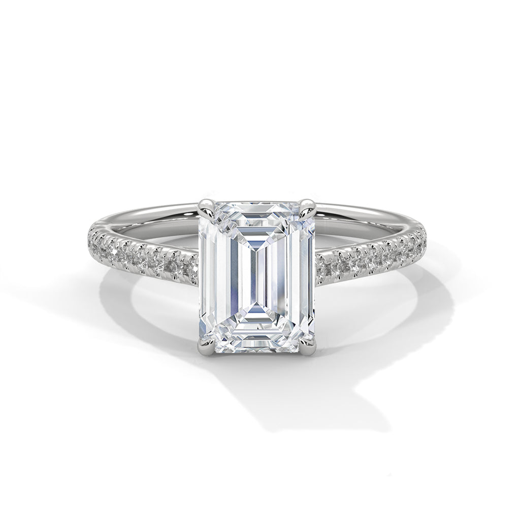 2.00 ct Classic Emerald Step-Cut Engagement Ring 2ct White Gold