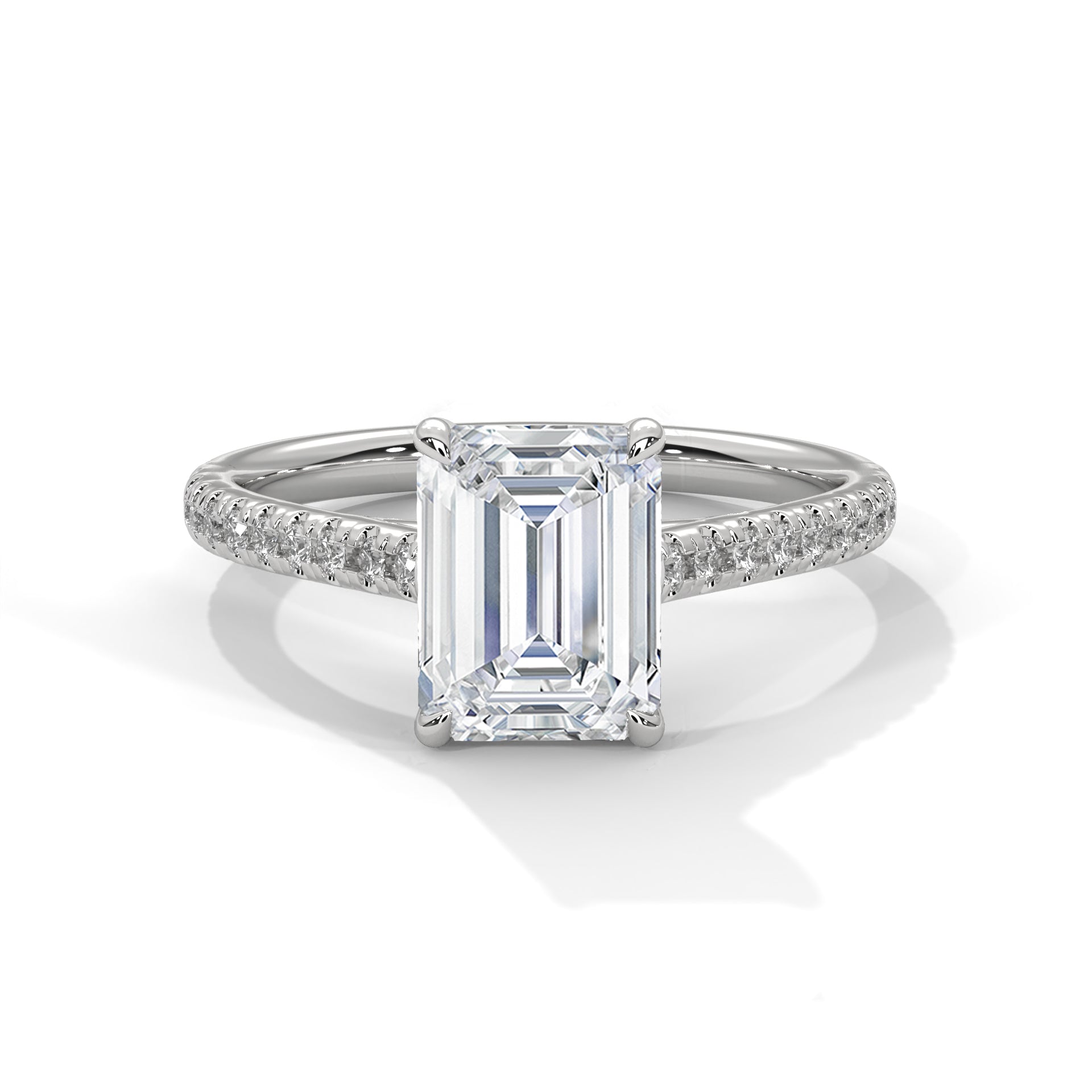 2.00 ct Classic Emerald Step-Cut Engagement Ring 2ct White Gold