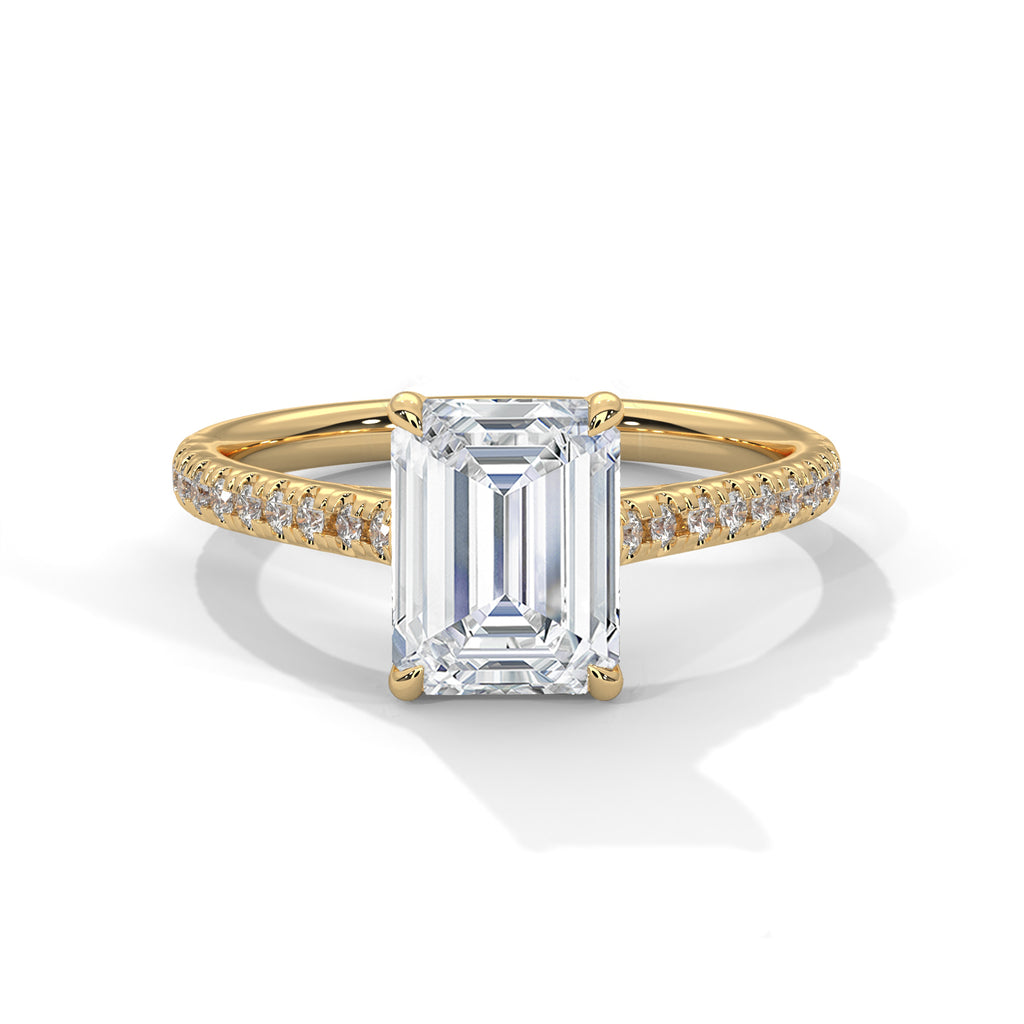 2.00 ct Classic Emerald Step-Cut Engagement Ring 2ct Yellow Gold
