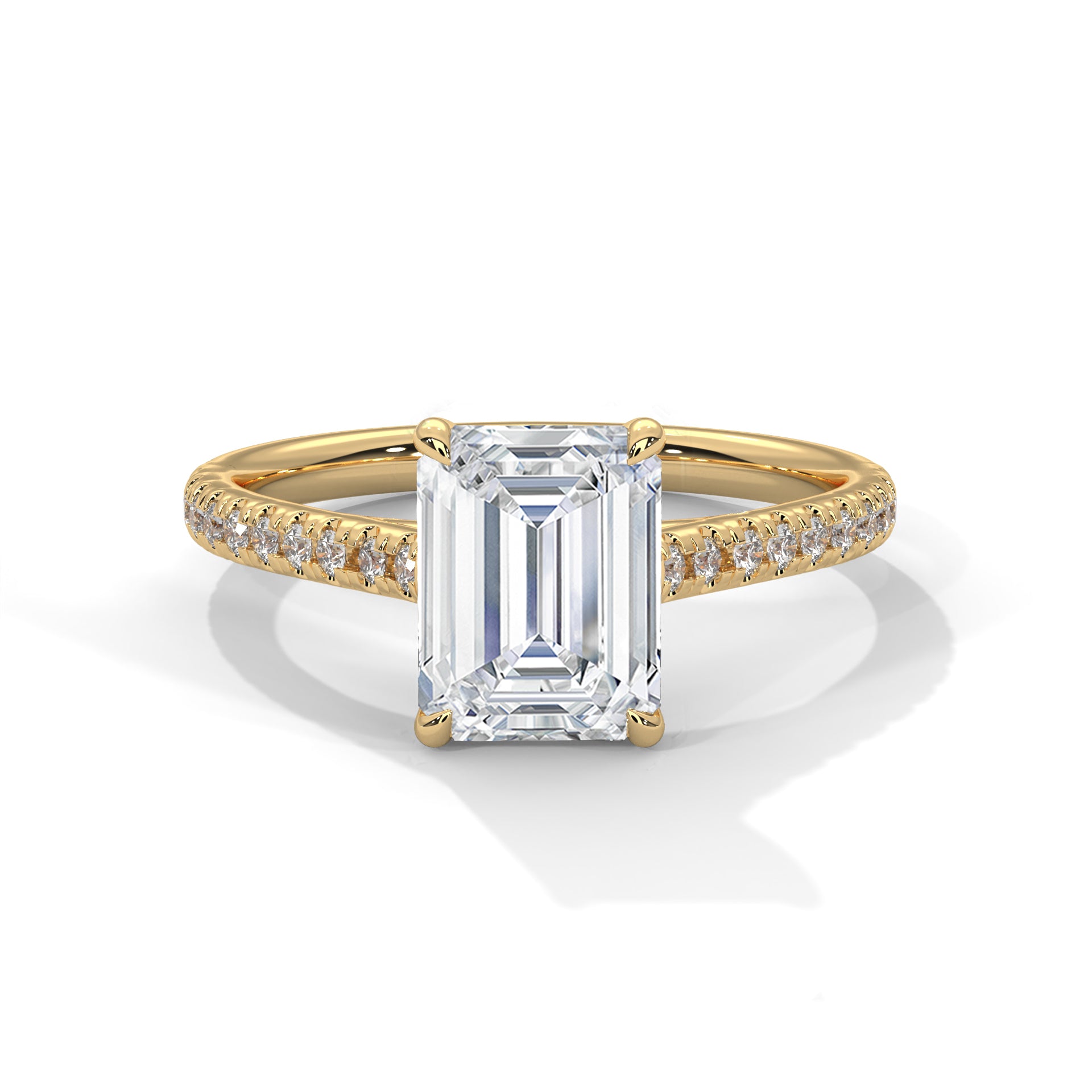 2.00 ct Classic Emerald Step-Cut Engagement Ring 2ct Yellow Gold