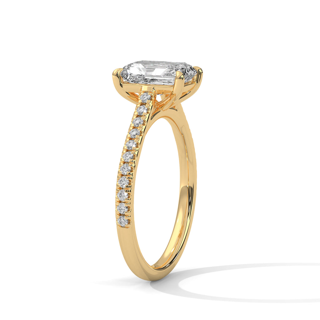 2.00 ct Classic Emerald Step-Cut Engagement Ring 2ct Yellow Gold