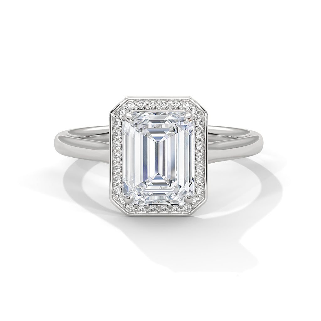2.00 ct Emerald Cut Frame Engagement Ring 2ct Rose Gold