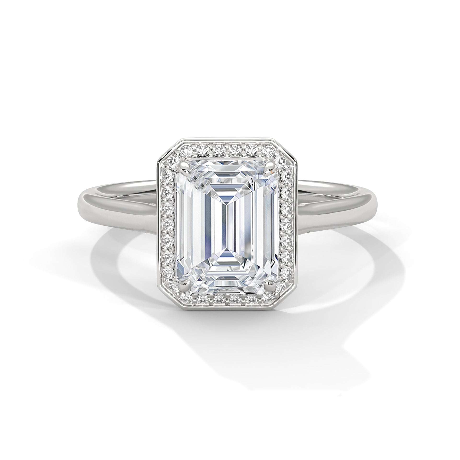 2.00 ct Emerald Cut Frame Engagement Ring 2ct Rose Gold