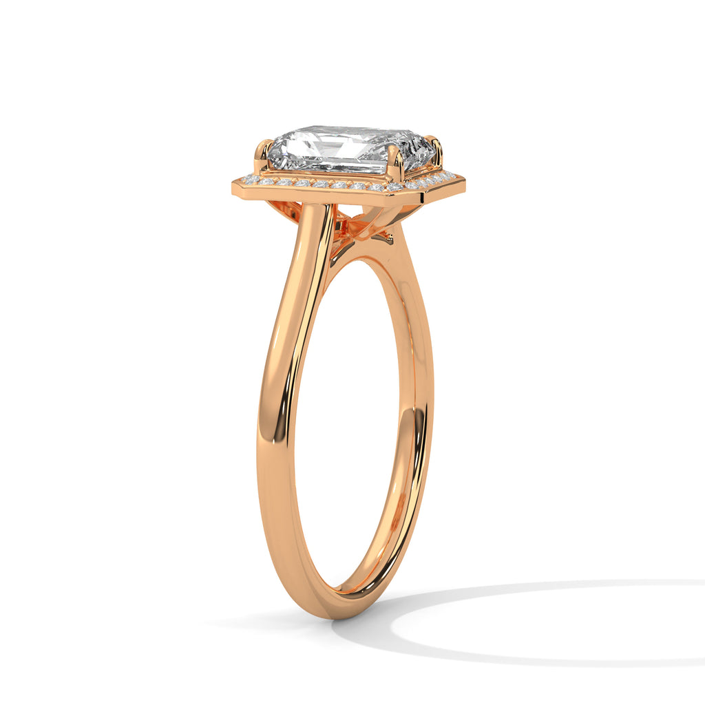 2.00 ct Emerald Cut Frame Engagement Ring 2ct Rose Gold