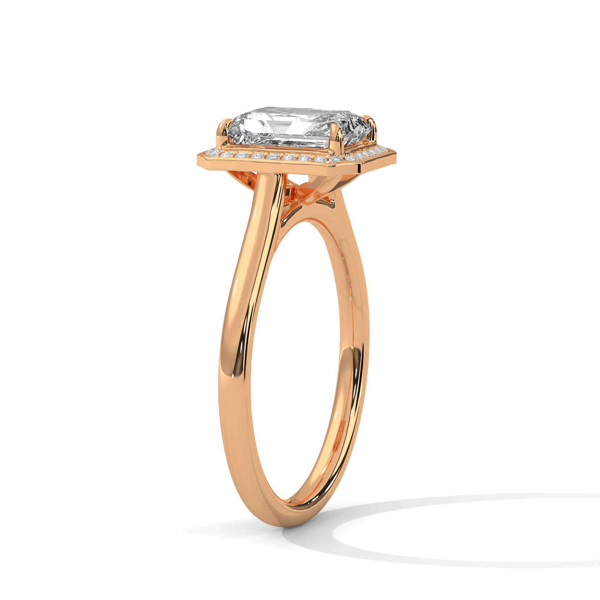 2.00 ct Emerald Cut Frame Engagement Ring 2ct Rose Gold