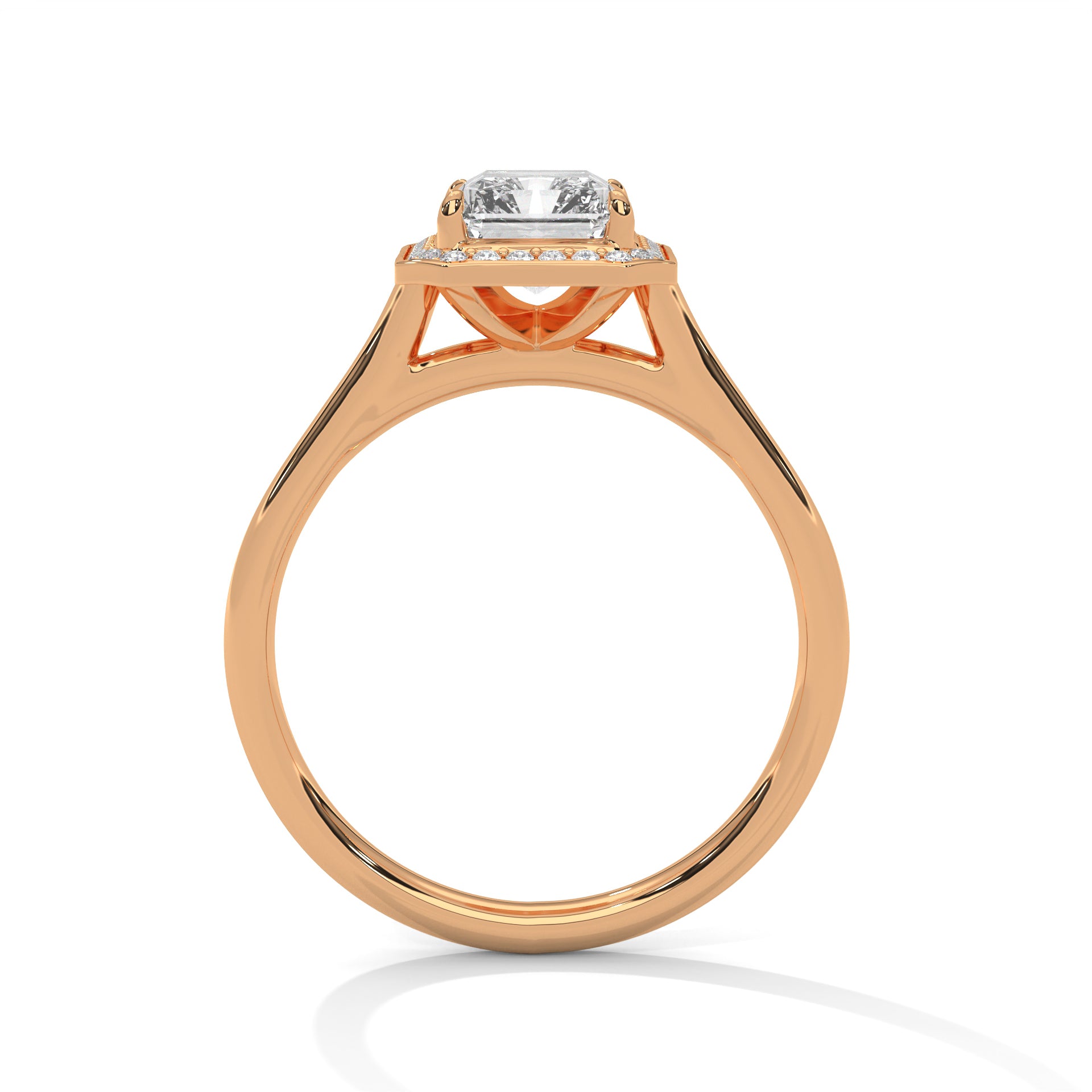 2.00 ct Emerald Cut Frame Engagement Ring 2ct Rose Gold