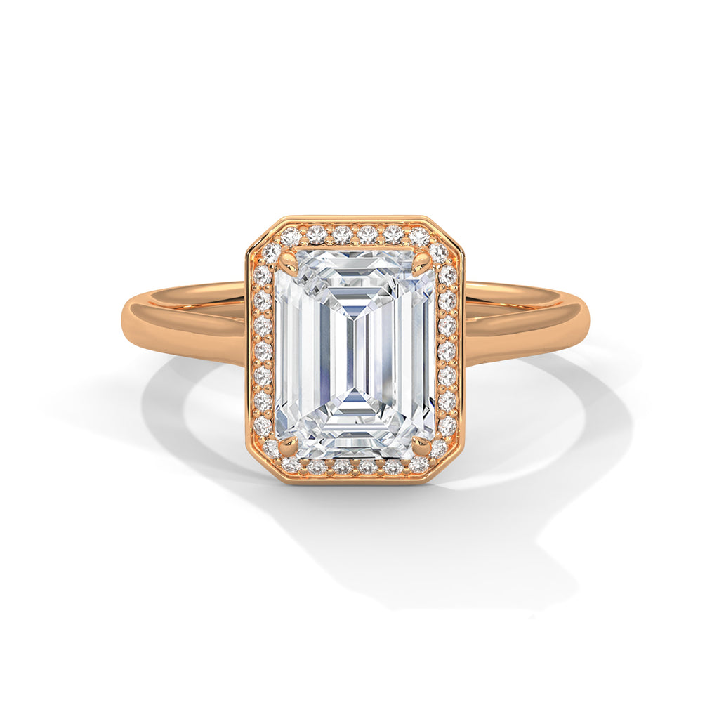 2.00 ct Emerald Cut Frame Engagement Ring 2ct White Gold