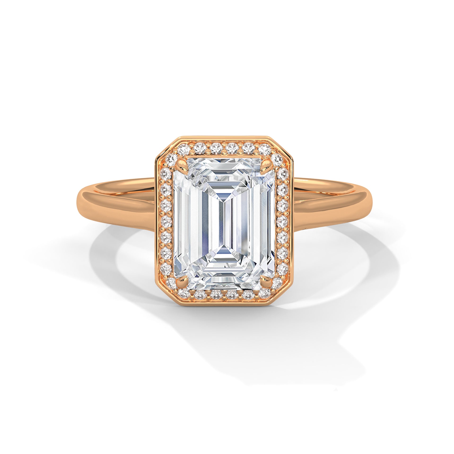 2.00 ct Emerald Cut Frame Engagement Ring 2ct White Gold