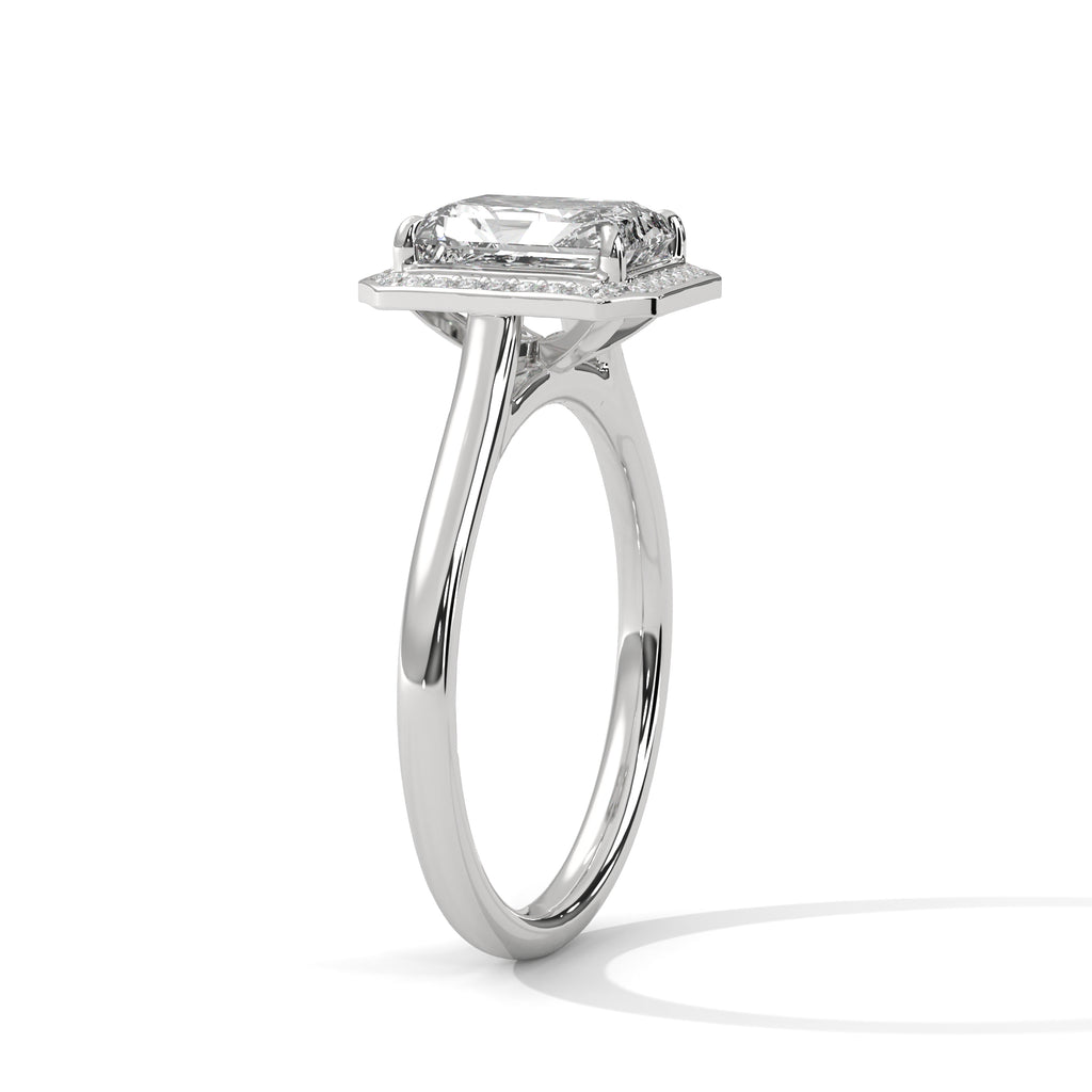 2.00 ct Emerald Cut Frame Engagement Ring 2ct White Gold