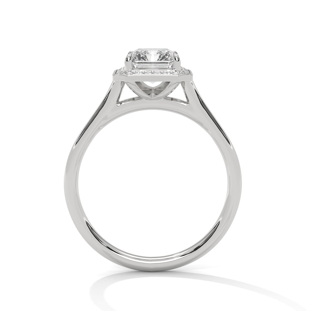 2.00 ct Emerald Cut Frame Engagement Ring 2ct White Gold