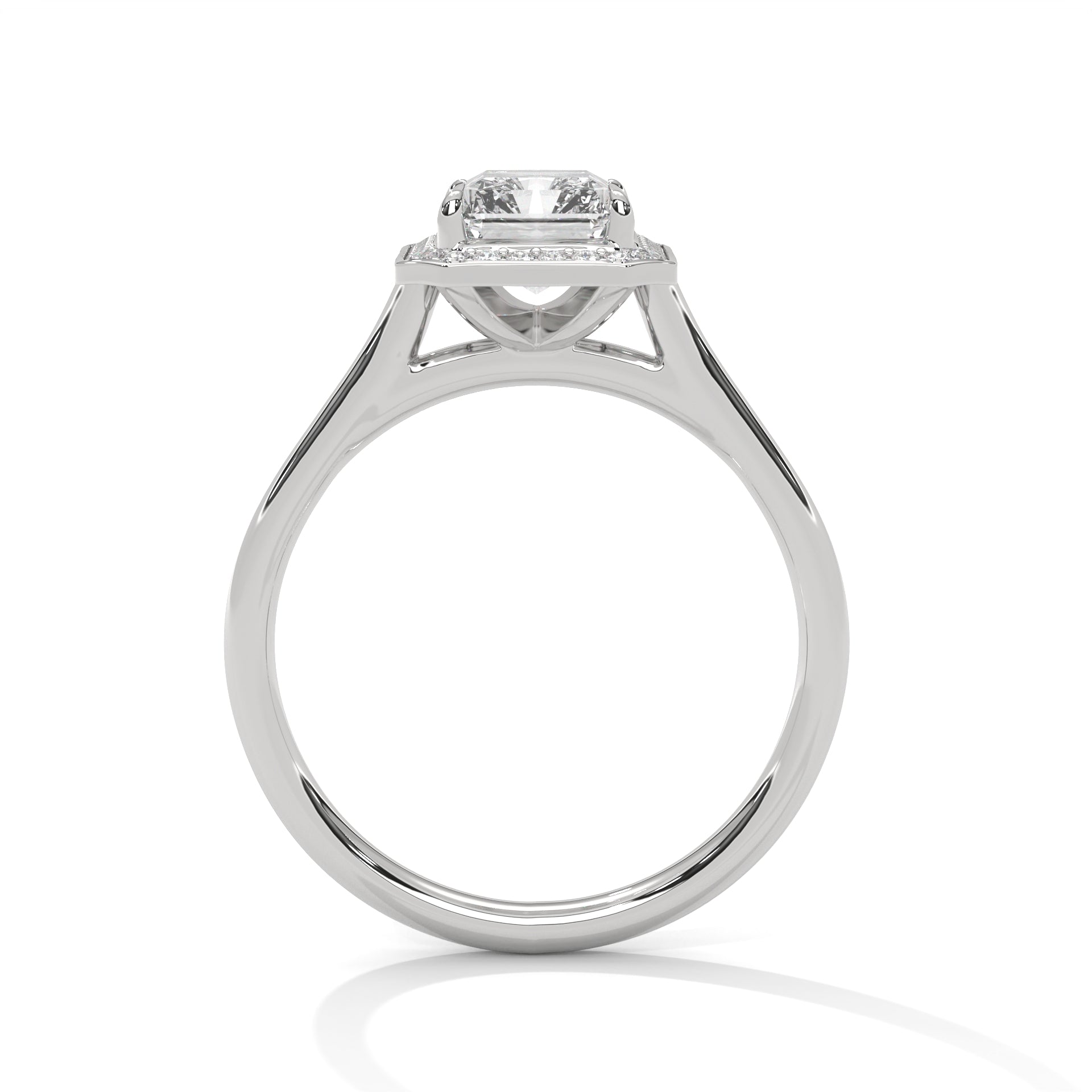 2.00 ct Emerald Cut Frame Engagement Ring 2ct White Gold