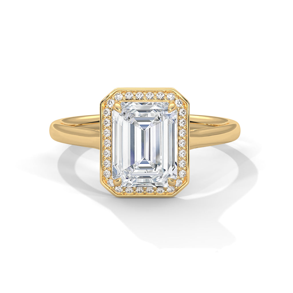 2.00 ct Emerald Cut Frame Engagement Ring 2ct Yellow Gold