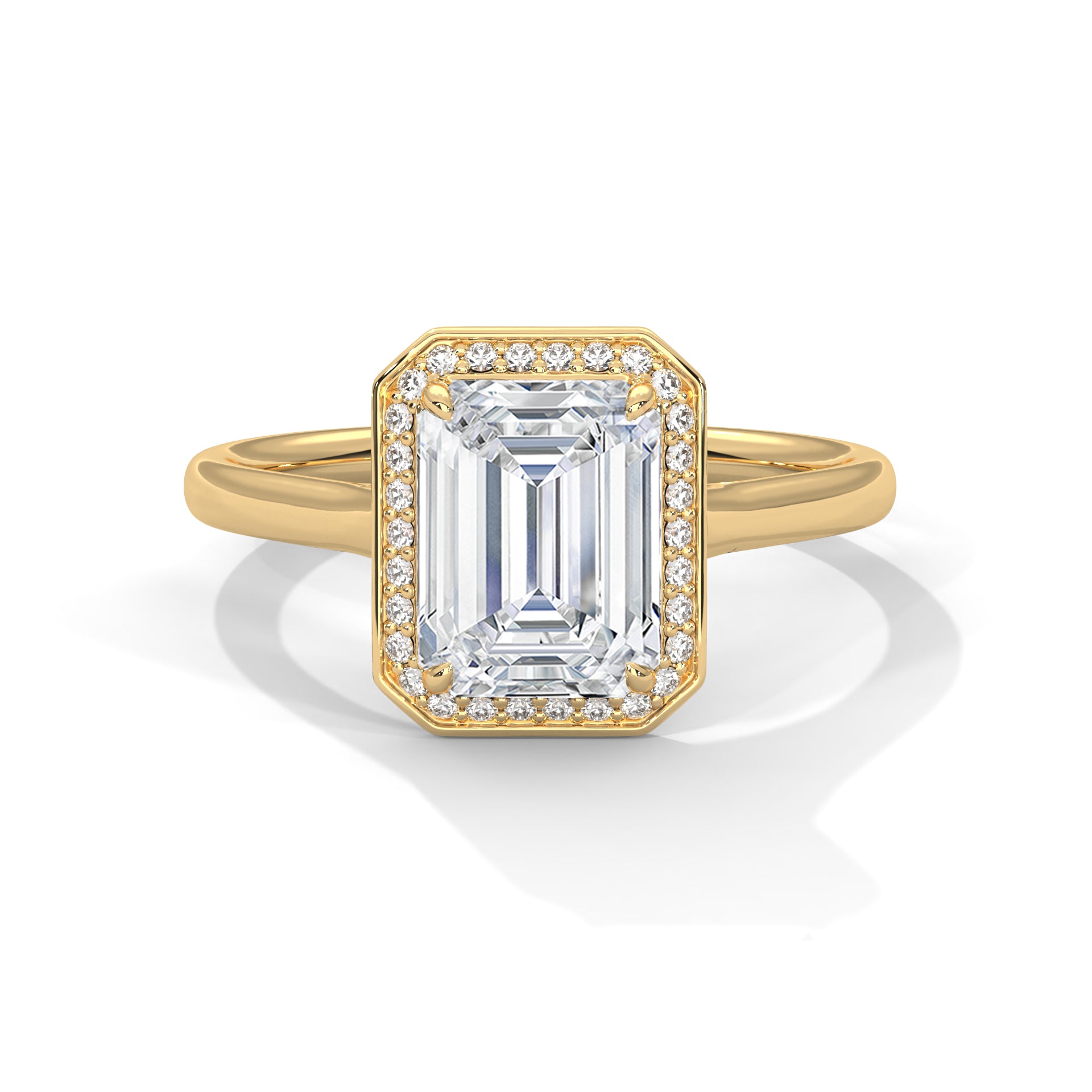 2.00 ct Emerald Cut Frame Engagement Ring 2ct Yellow Gold