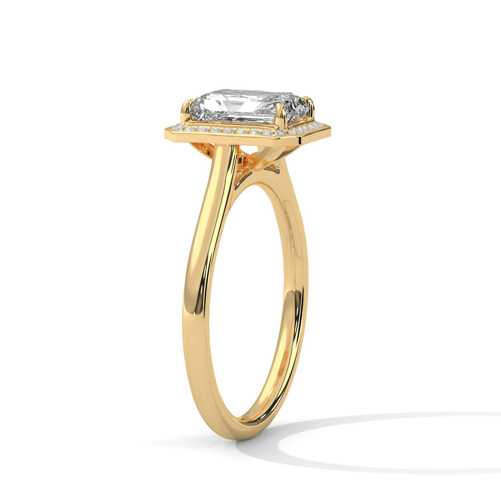 2.00 ct Emerald Cut Frame Engagement Ring 2ct Yellow Gold