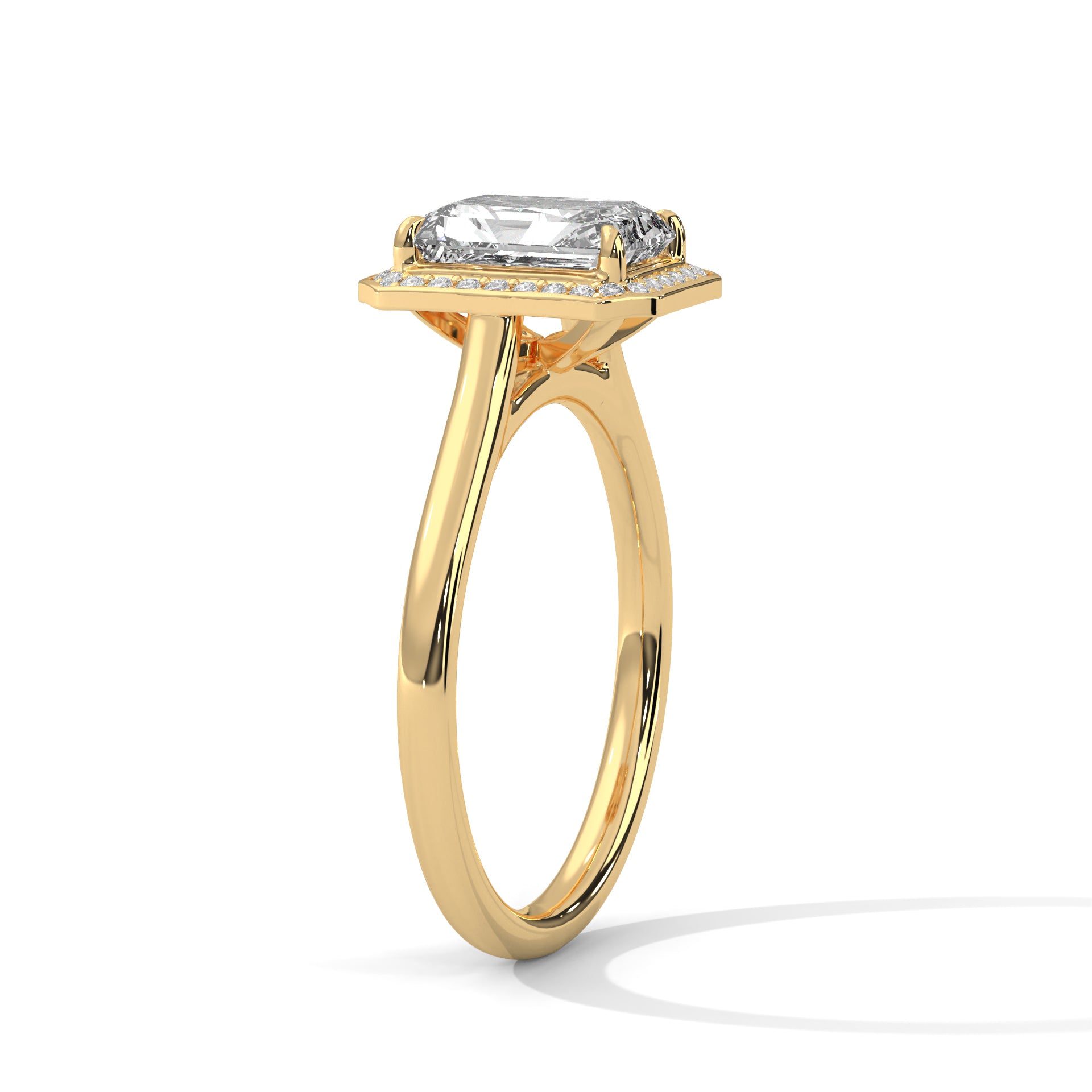 2.00 ct Emerald Cut Frame Engagement Ring 2ct Yellow Gold