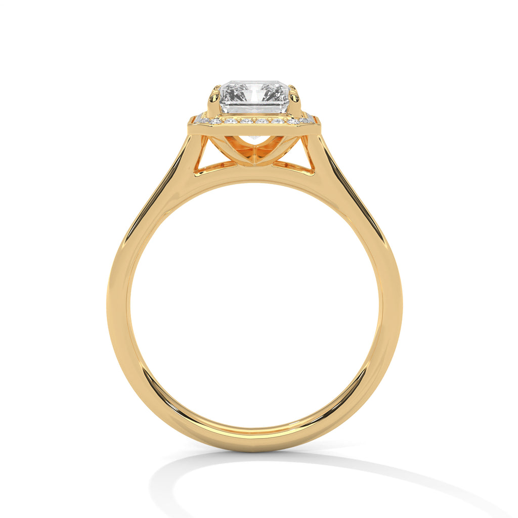 2.00 ct Emerald Cut Frame Engagement Ring 2ct Yellow Gold