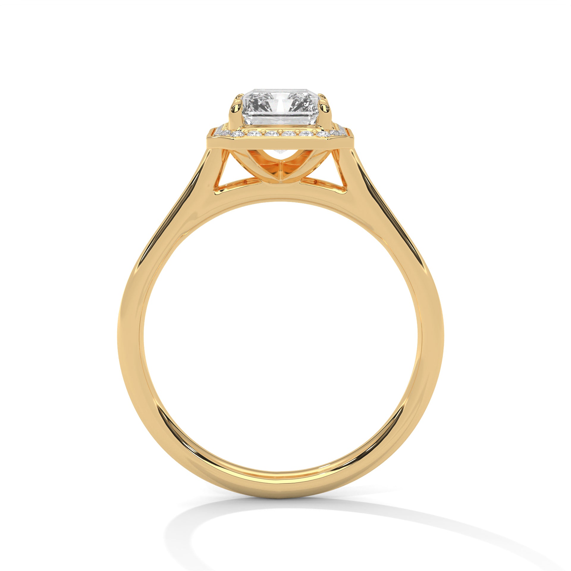 2.00 ct Emerald Cut Frame Engagement Ring 2ct Yellow Gold