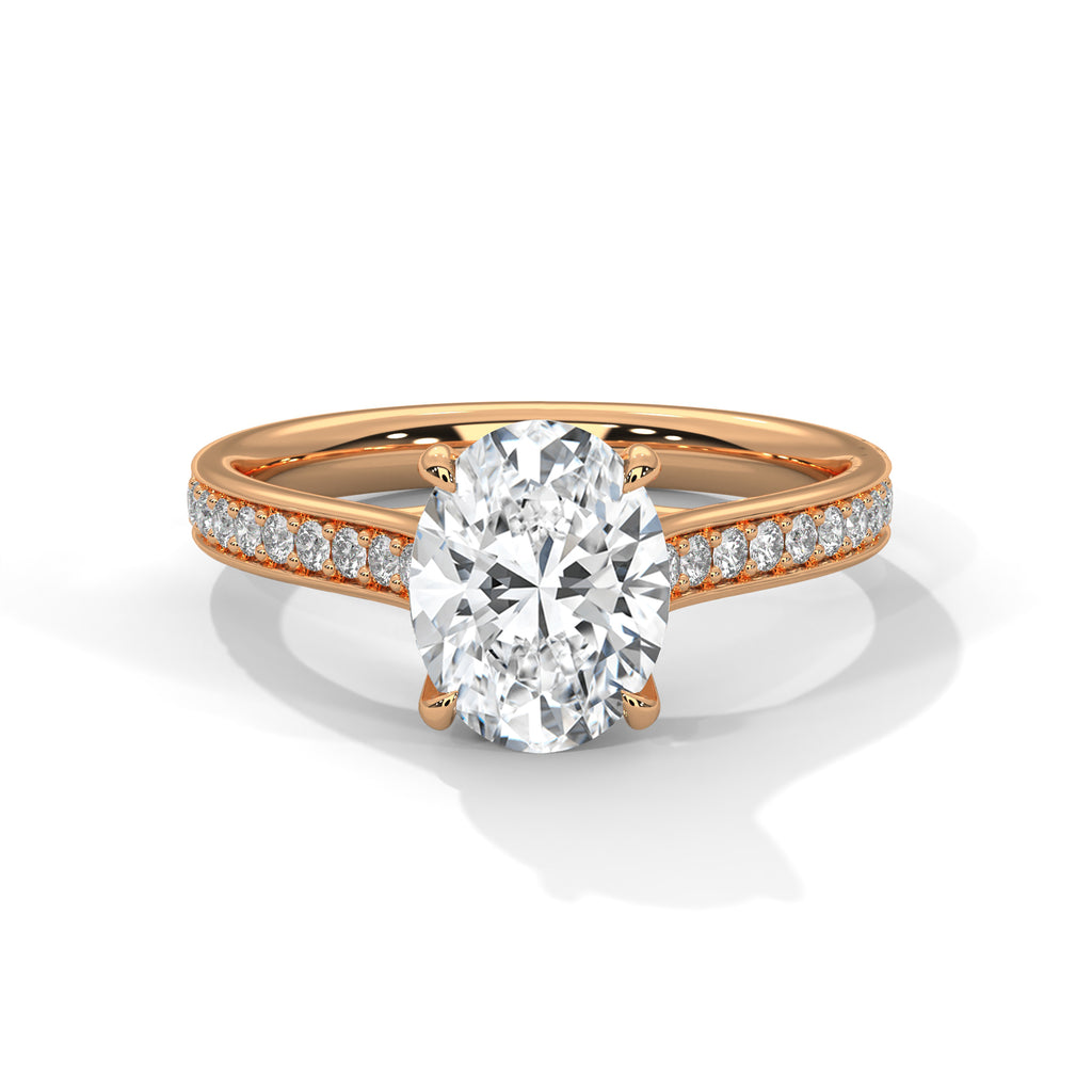 2.00 ct Oval Cut Diamond Pavé Engagement Ring 2ct Rose Gold