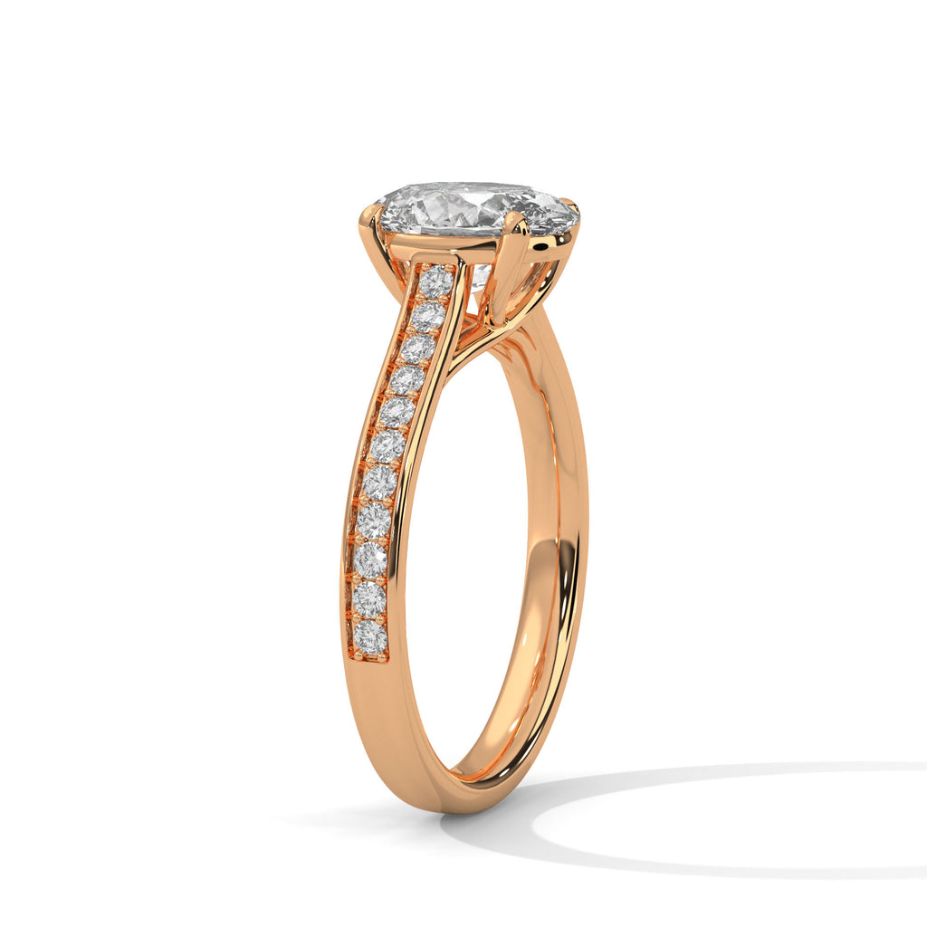 2.00 ct Oval Cut Diamond Pavé Engagement Ring 2ct Rose Gold