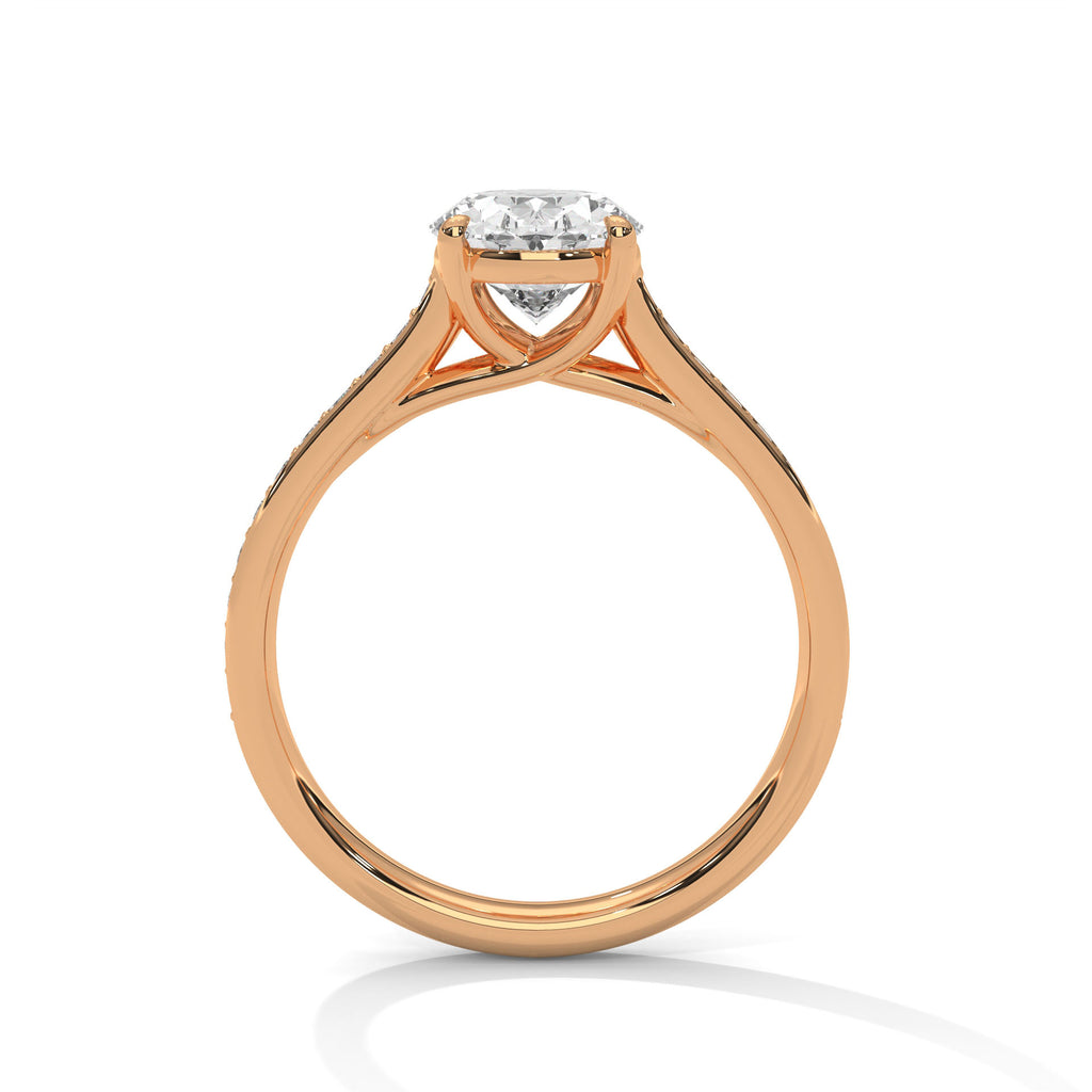 2.00 ct Oval Cut Diamond Pavé Engagement Ring 2ct Rose Gold