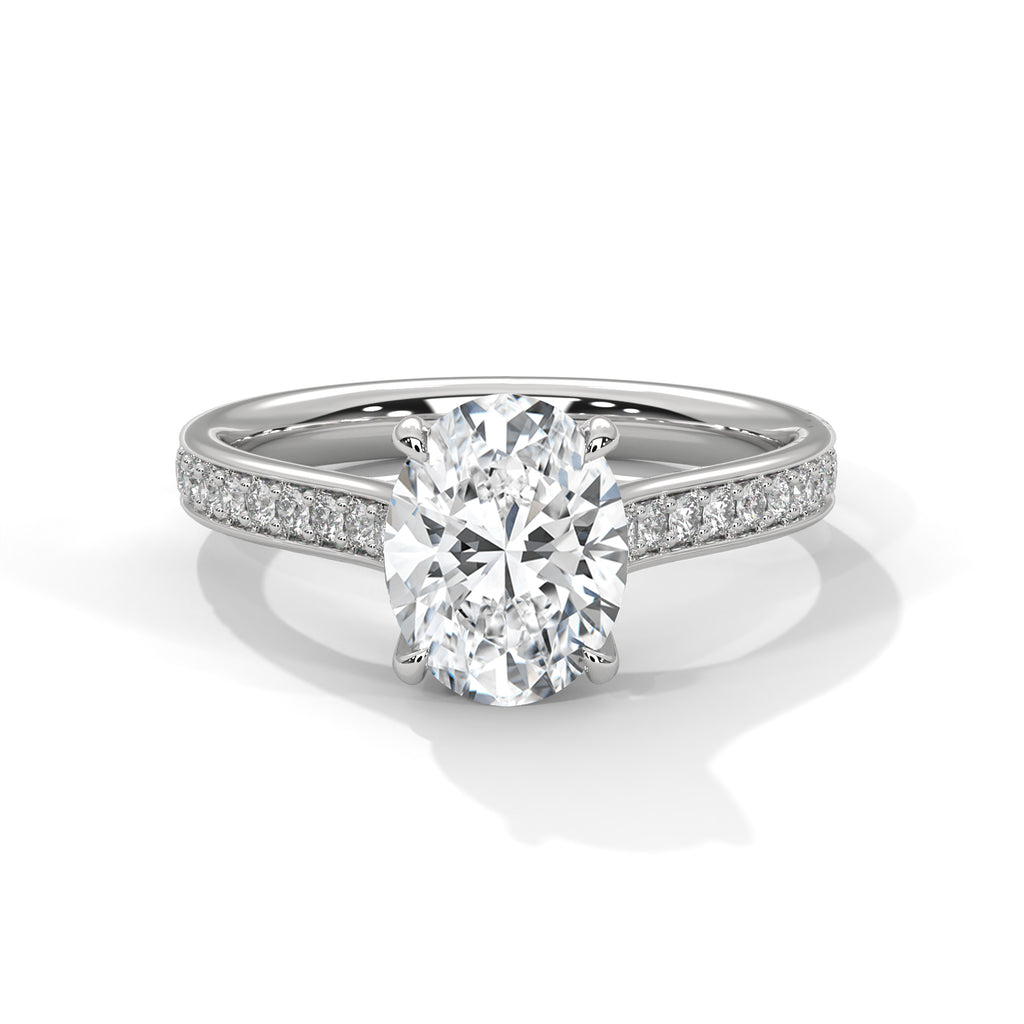 2.00 ct Oval Cut Diamond Pavé Engagement Ring 2ct White Gold