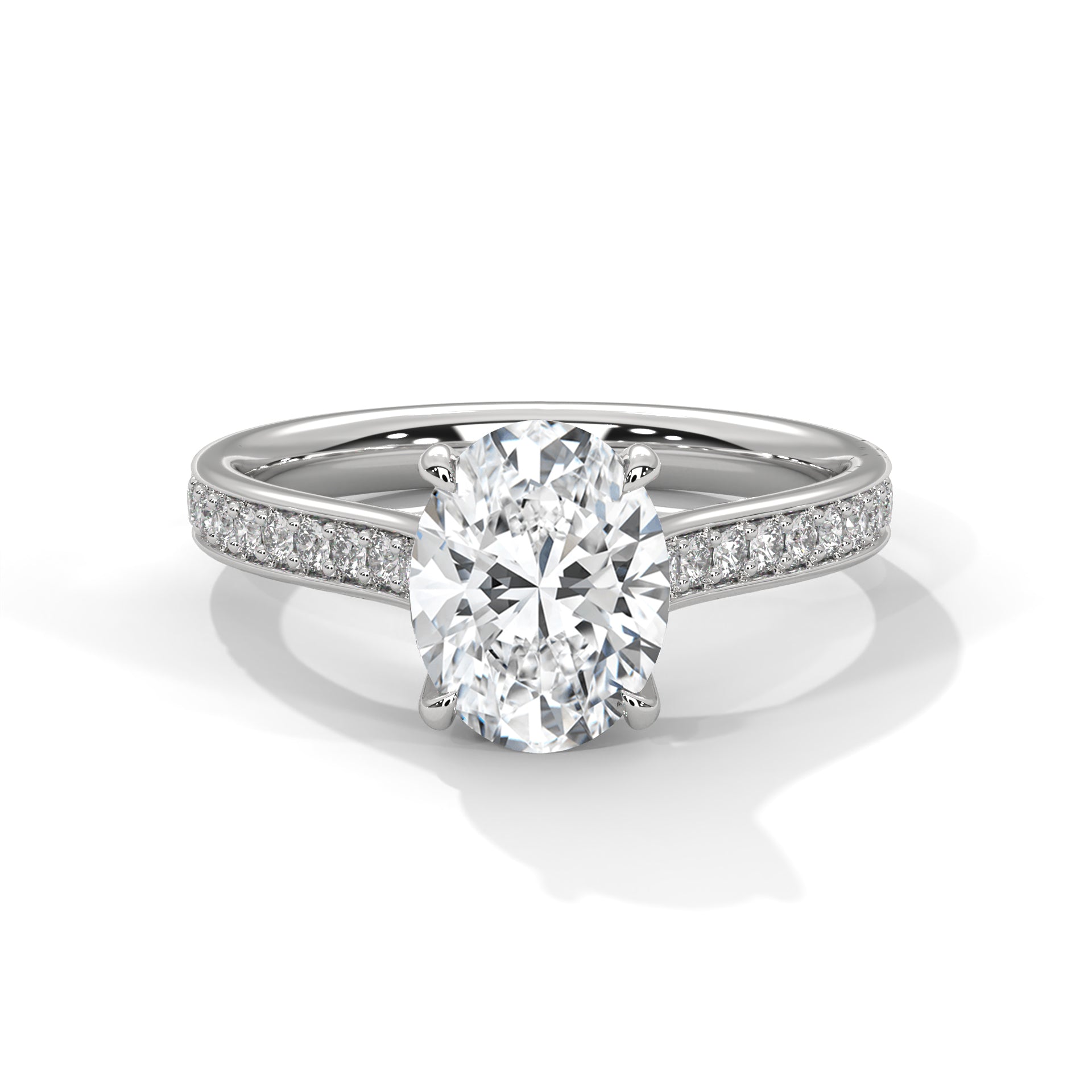 2.00 ct Oval Cut Diamond Pavé Engagement Ring 2ct White Gold