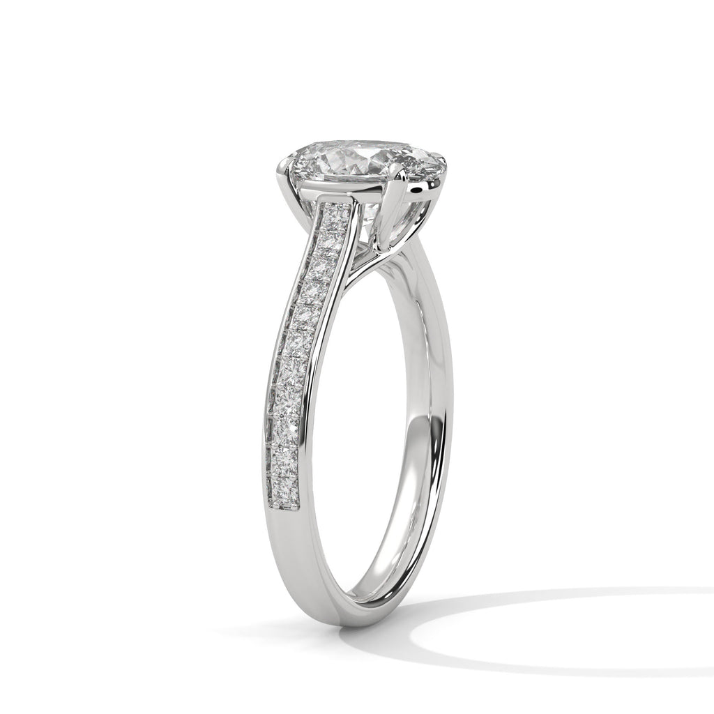 2.00 ct Oval Cut Diamond Pavé Engagement Ring 2ct White Gold