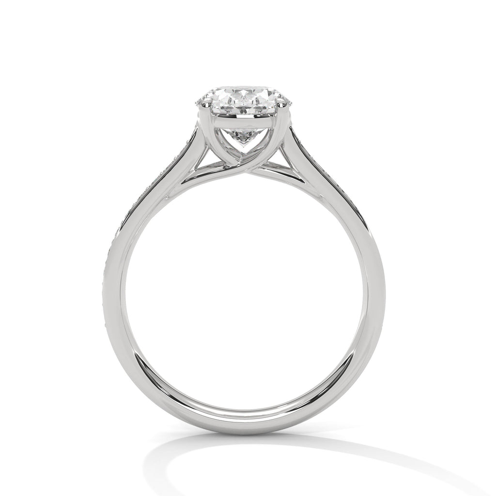 2.00 ct Oval Cut Diamond Pavé Engagement Ring 2ct White Gold
