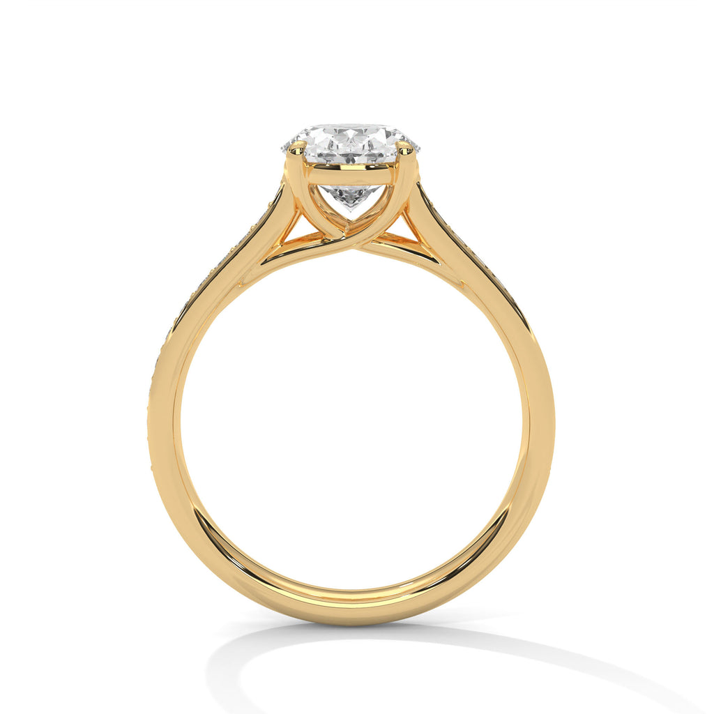 2.00 ct Oval Cut Diamond Pavé Engagement Ring 2ct Yellow Gold