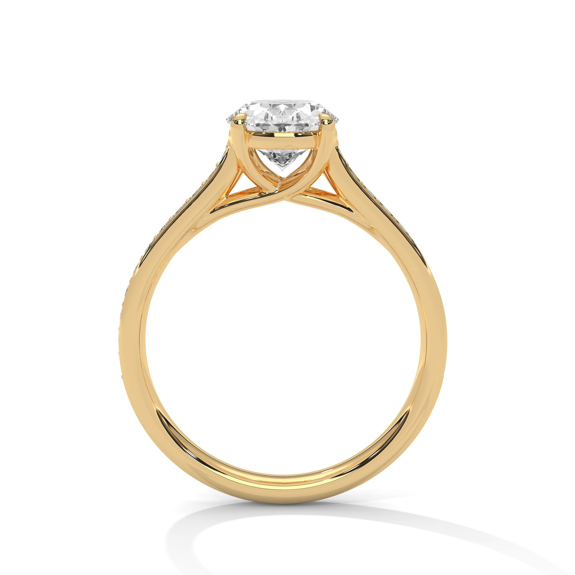 2.00 ct Oval Cut Diamond Pavé Engagement Ring 2ct Yellow Gold