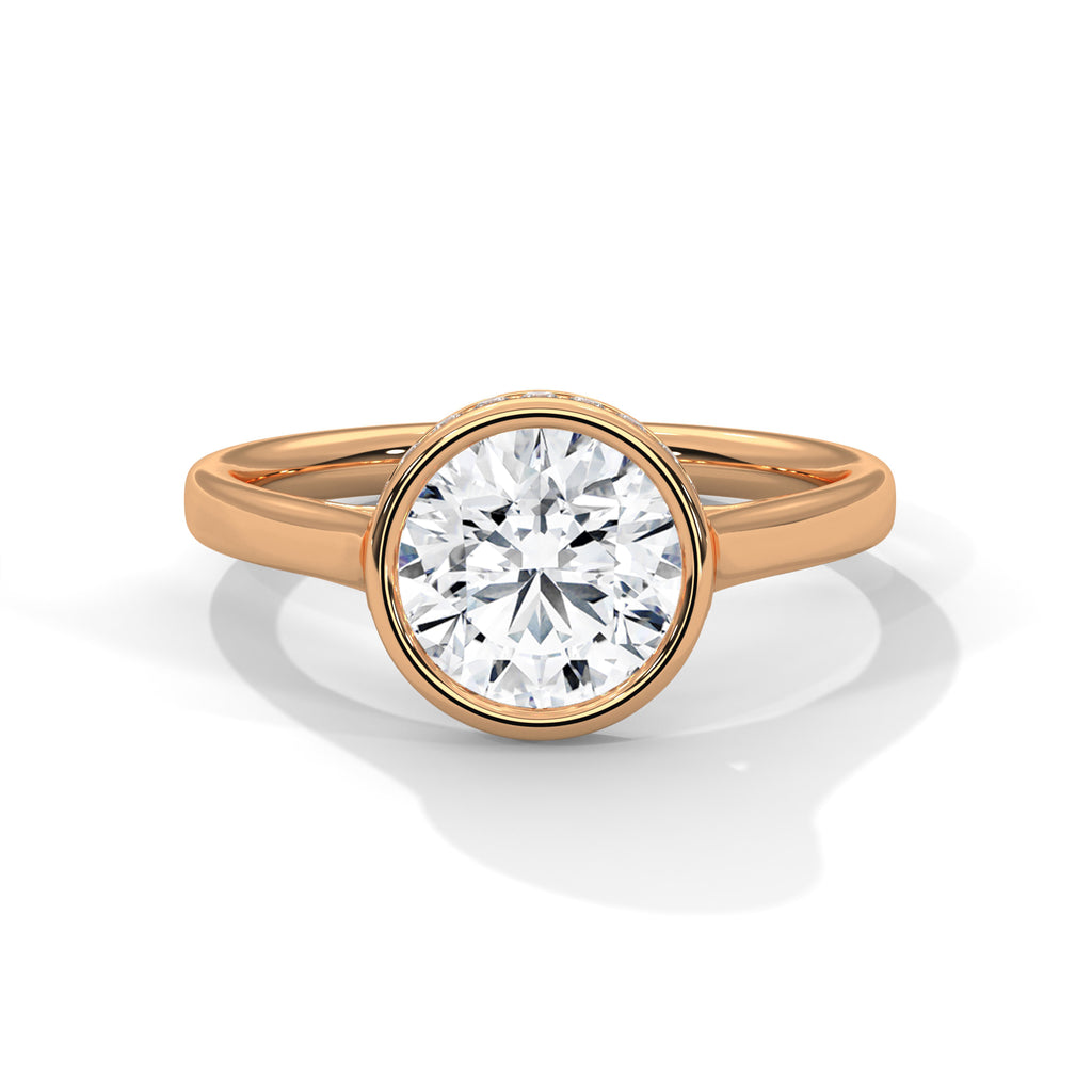2.00 ct Round Bezel Solitaire Engagement Ring 2ct Rose Gold
