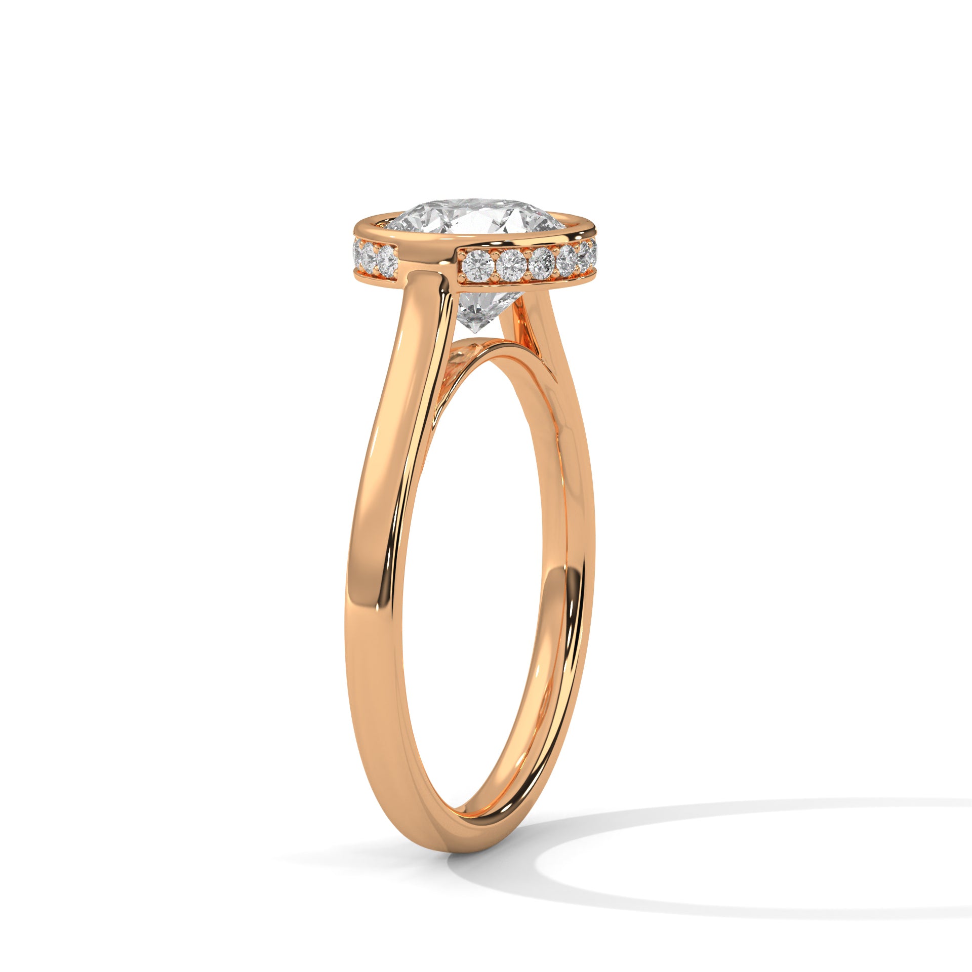2.00 ct Round Bezel Solitaire Engagement Ring 2ct Rose Gold