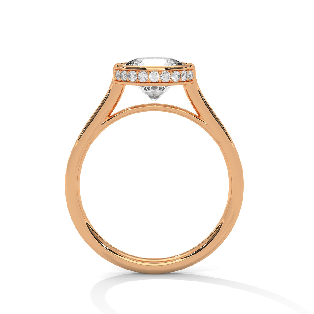 2.00 ct Round Bezel Solitaire Engagement Ring 2ct Rose Gold