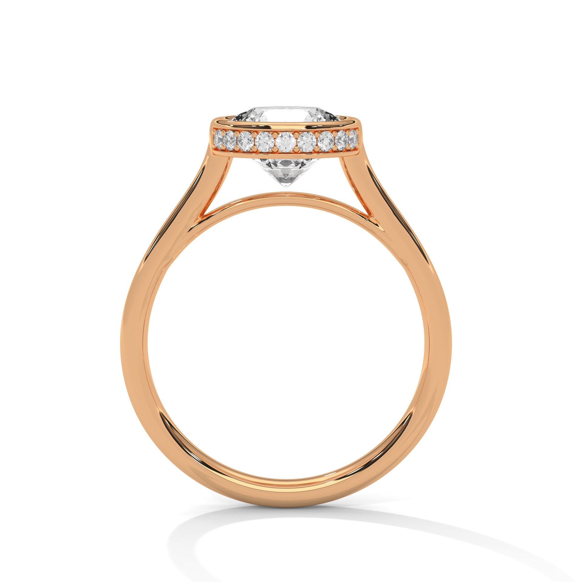 2.00 ct Round Bezel Solitaire Engagement Ring 2ct Rose Gold