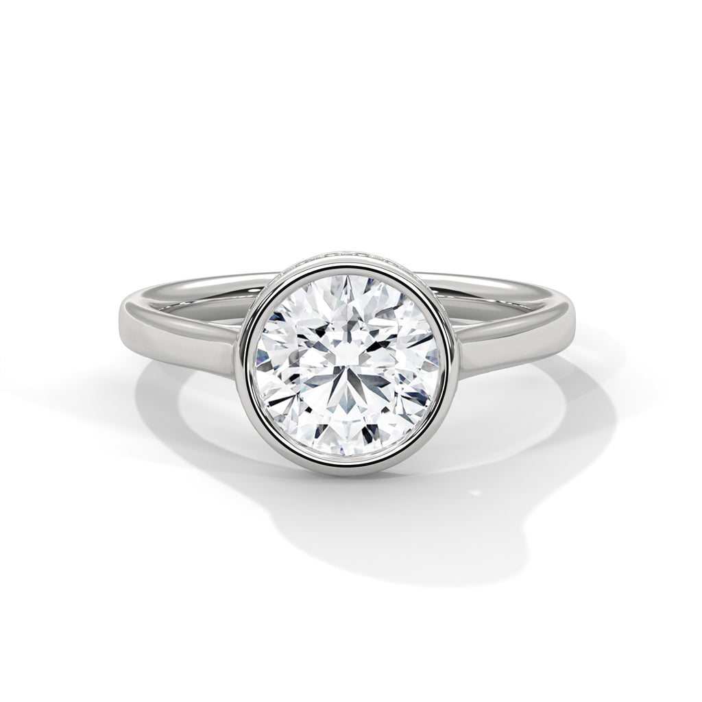 2.00 ct Round Bezel Solitaire Engagement Ring 2ct White Gold