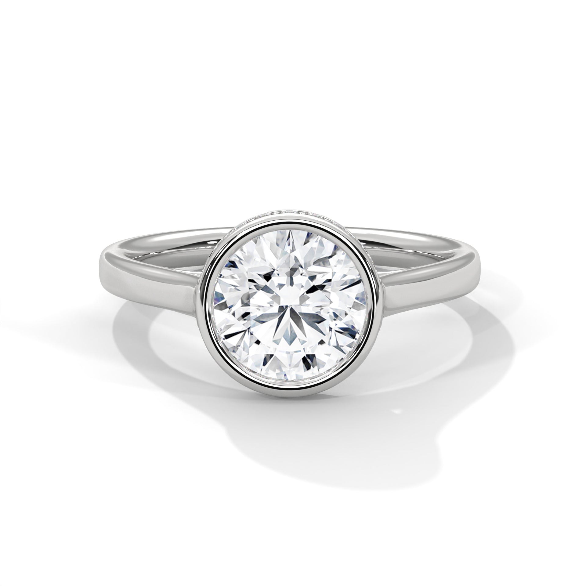 2.00 ct Round Bezel Solitaire Engagement Ring 2ct White Gold