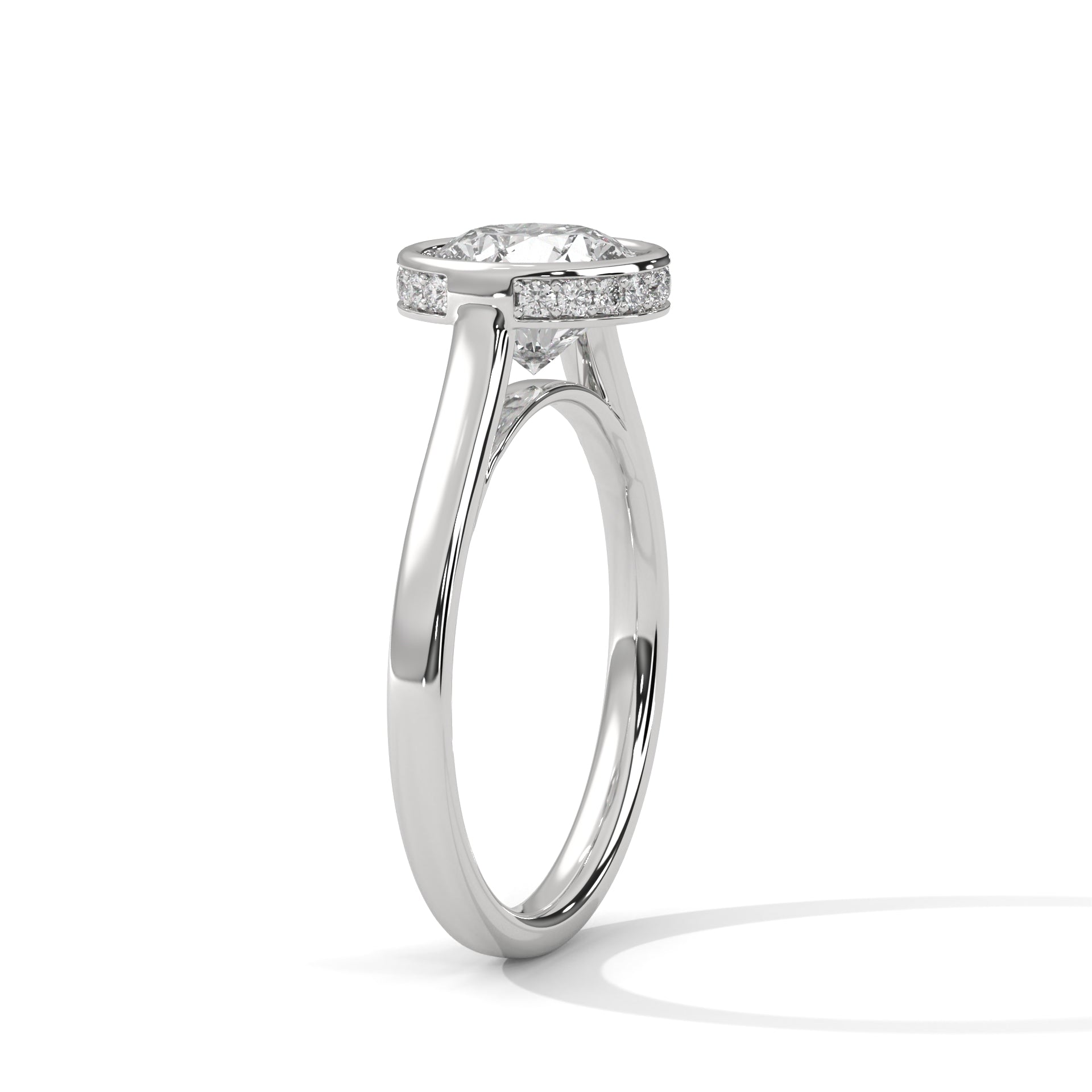 2.00 ct Round Bezel Solitaire Engagement Ring 2ct White Gold
