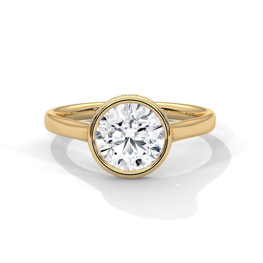 2.00 ct Round Bezel Solitaire Engagement Ring 2ct Yellow Gold