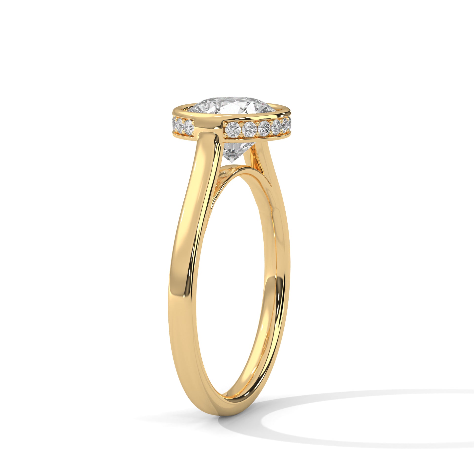 2.00 ct Round Bezel Solitaire Engagement Ring 2ct Yellow Gold
