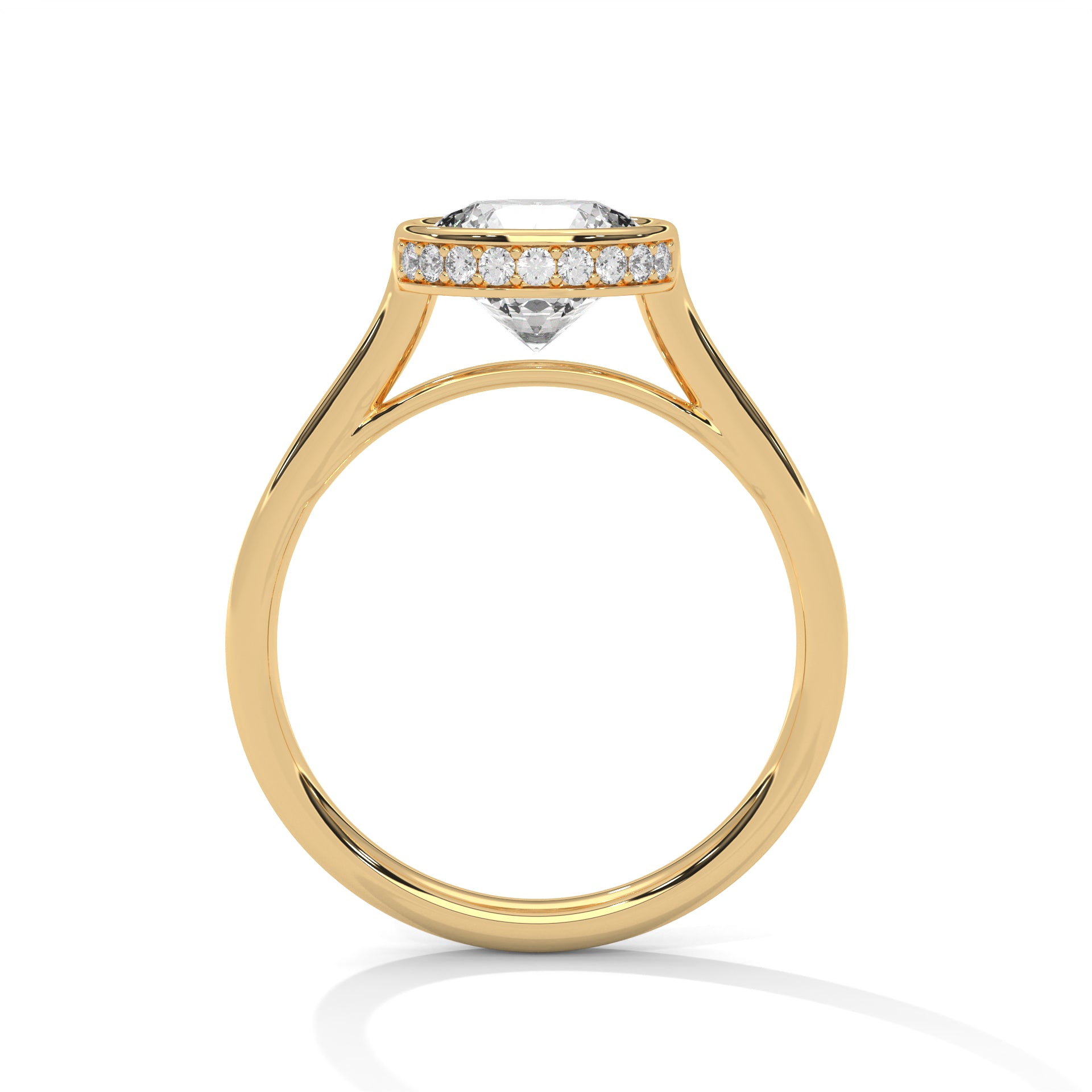 2.00 ct Round Bezel Solitaire Engagement Ring 2ct Yellow Gold