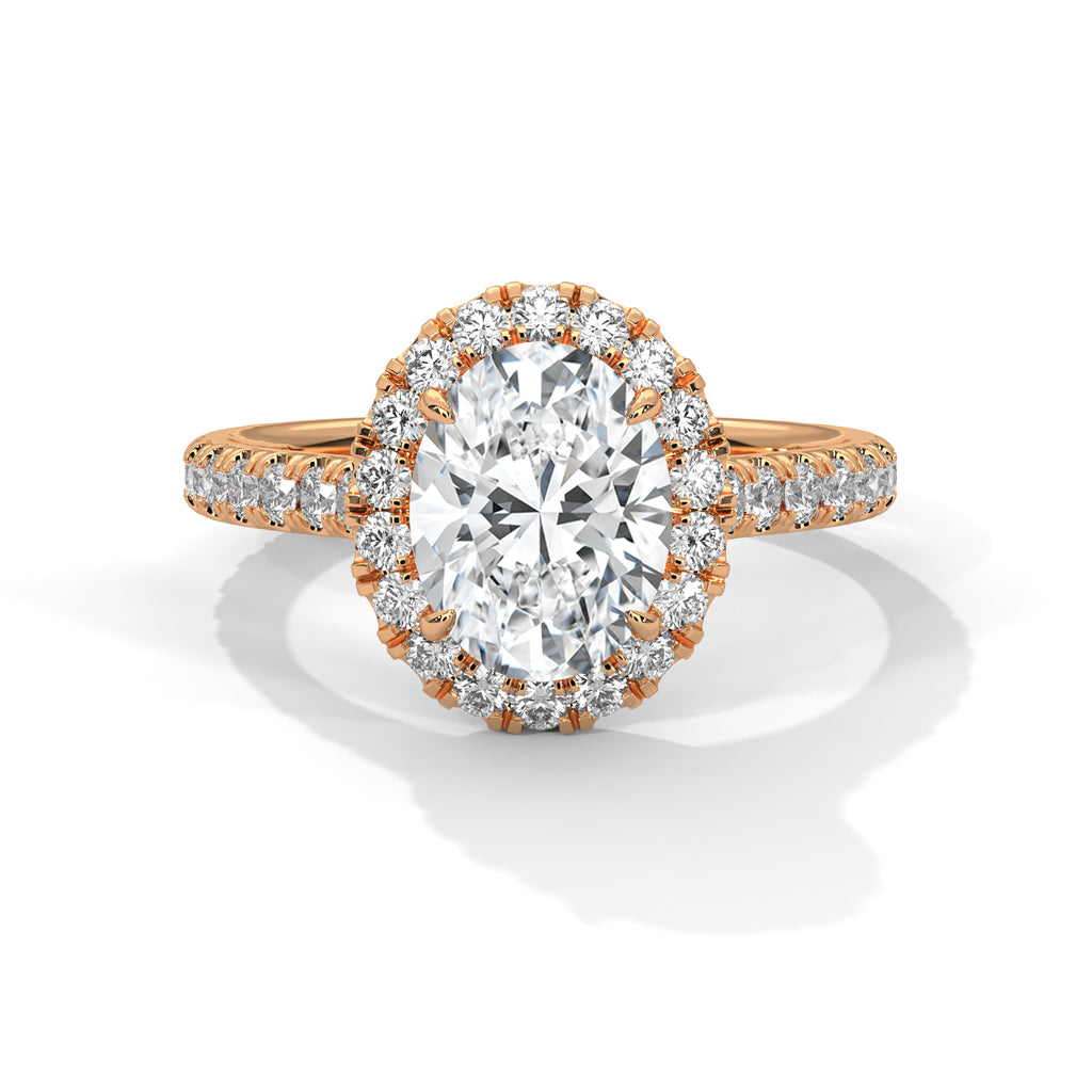 2.00 ct Oval Celestial Halo Diamond Engagement Ring 2ct Rose Gold