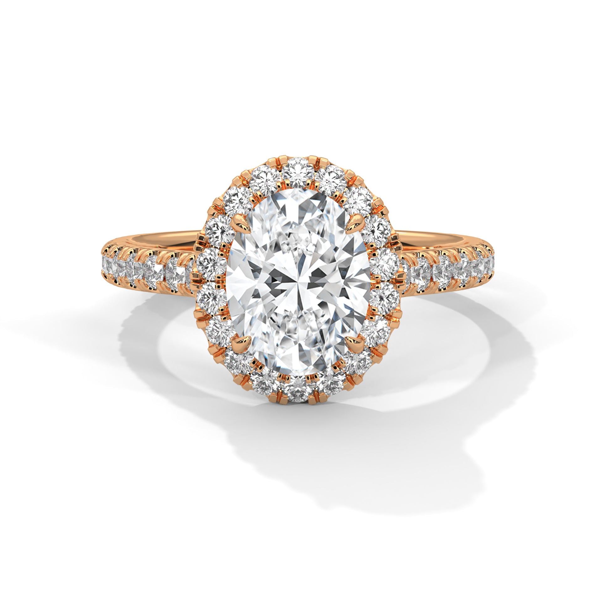 2.00 ct Oval Celestial Halo Diamond Engagement Ring 2ct Rose Gold