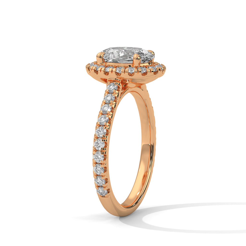 2.00 ct Oval Celestial Halo Diamond Engagement Ring 2ct Rose Gold