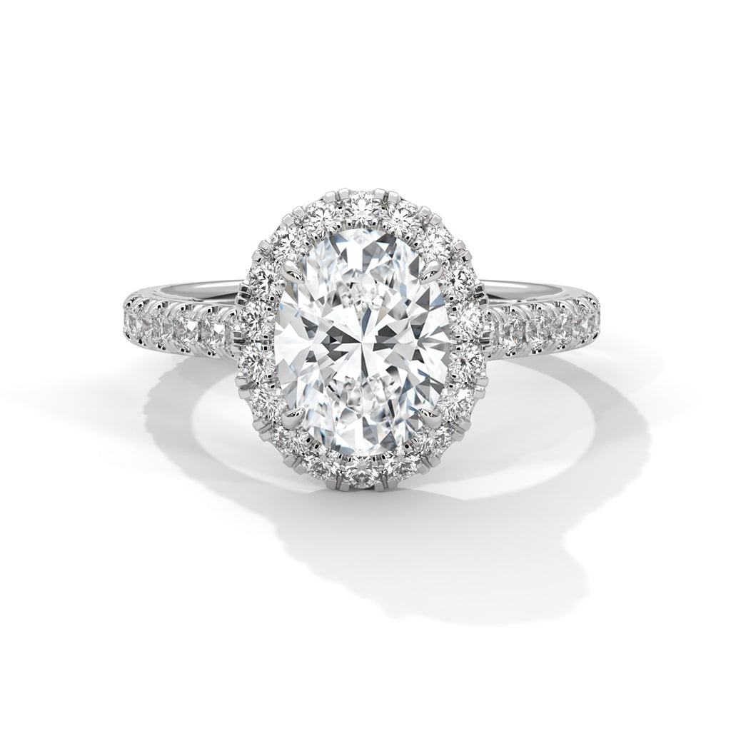 2.00 ct Oval Celestial Halo Diamond Engagement Ring 2ct White Gold