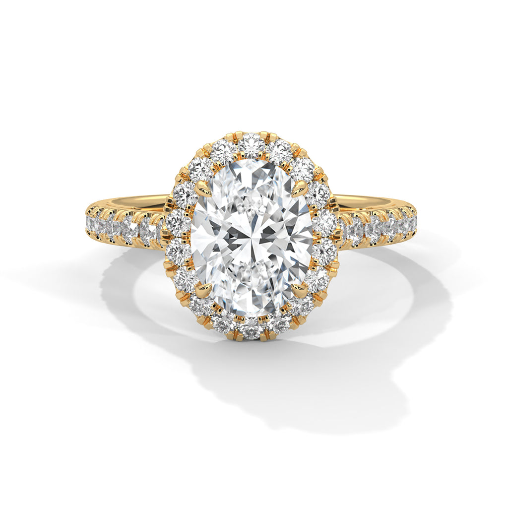 2.00 ct Oval Celestial Halo Diamond Engagement Ring 2ct Yellow Gold