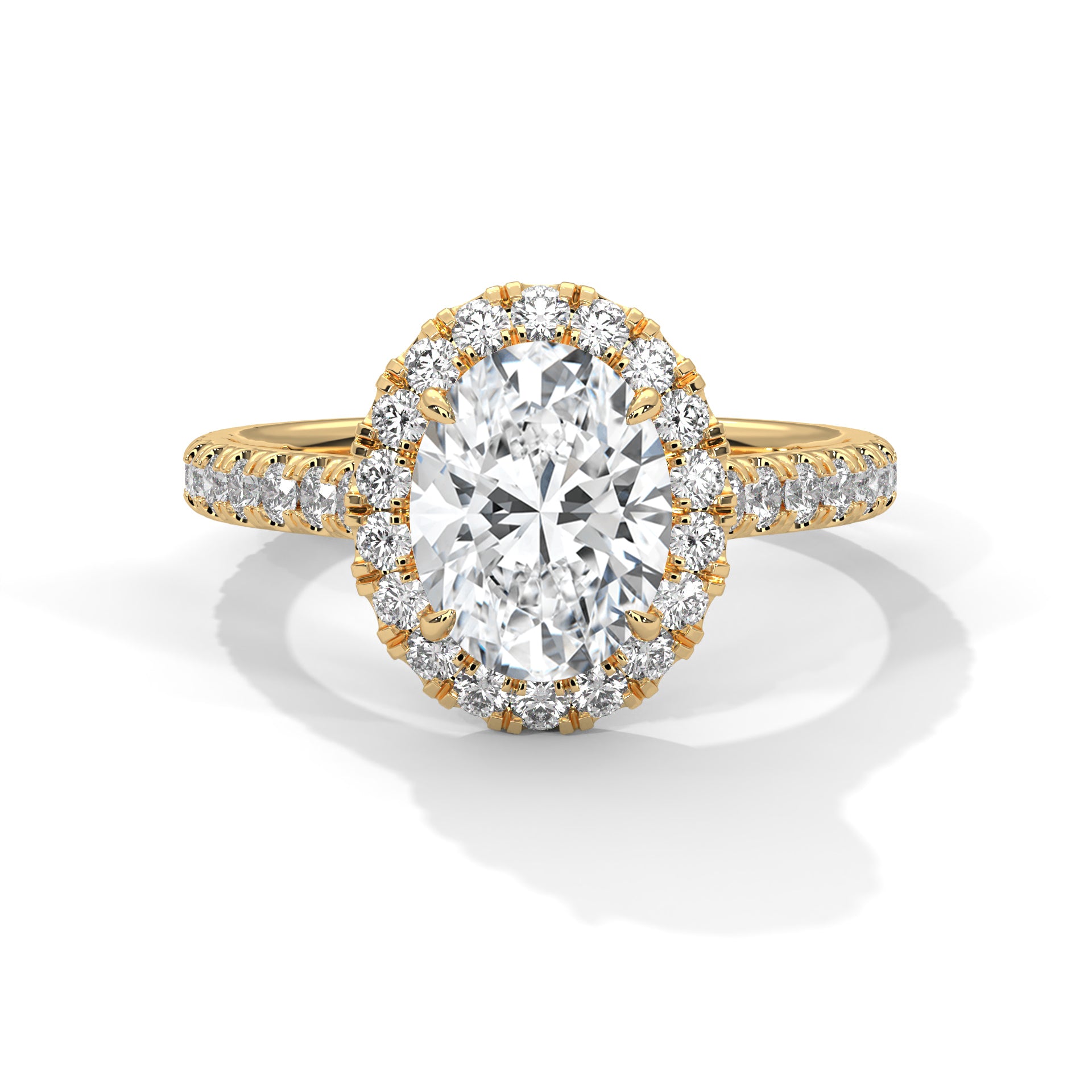 2.00 ct Oval Celestial Halo Diamond Engagement Ring 2ct Yellow Gold