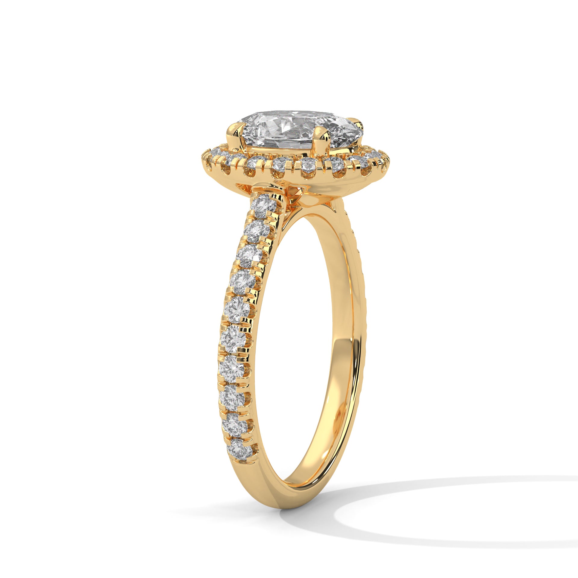 2.00 ct Oval Celestial Halo Diamond Engagement Ring 2ct Yellow Gold